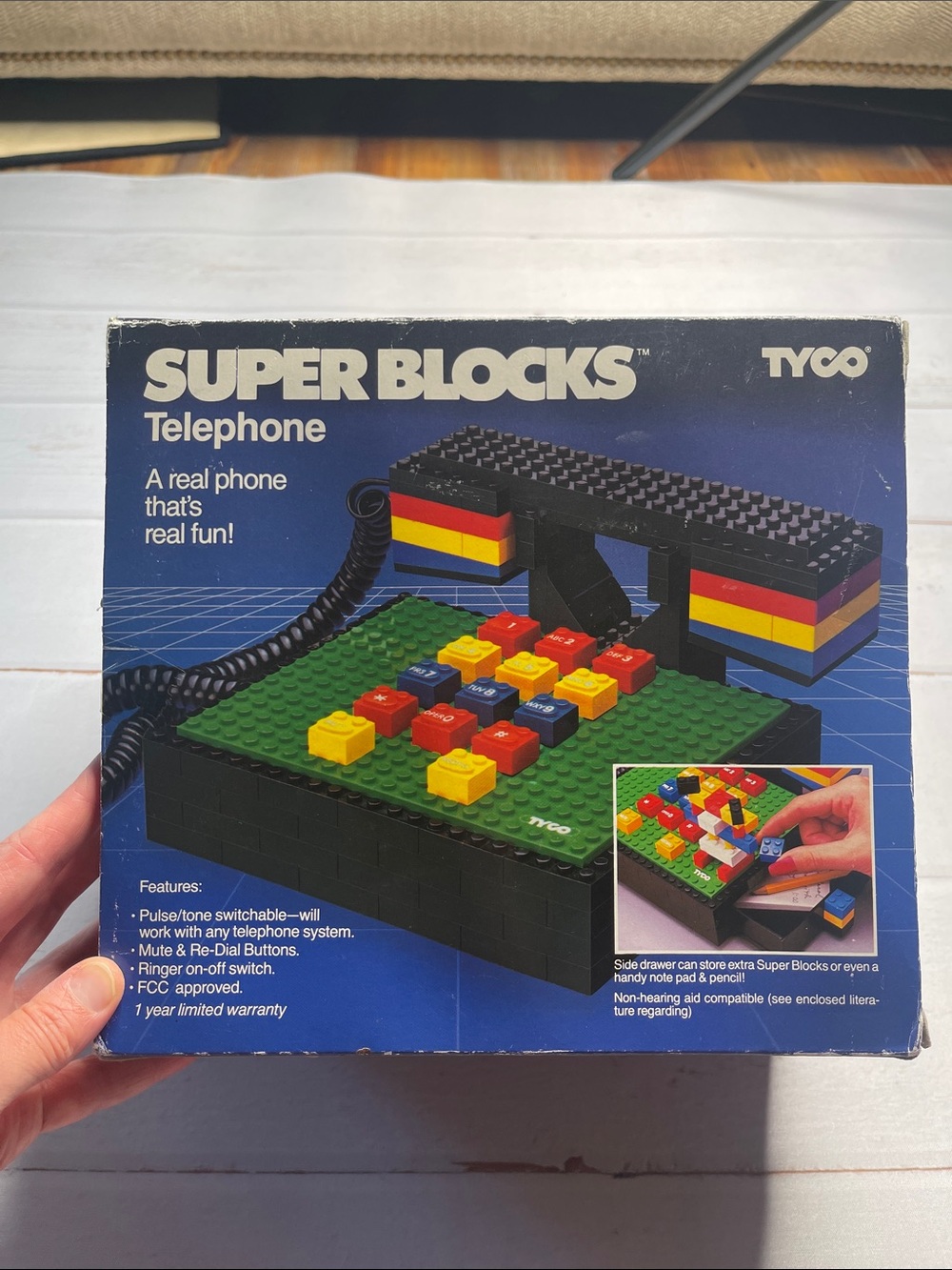 Vtg Super Blocks Phone Tyco Corded Lego New Telephone Novelty Desk 80s Vintage